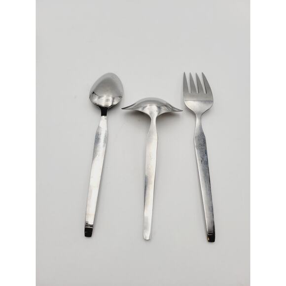 Riviera CORDOVA Set 3 Serving Pieces Stainless JAPAN Spoon, Fork, Spotted Spoon - Picture 3 of 6